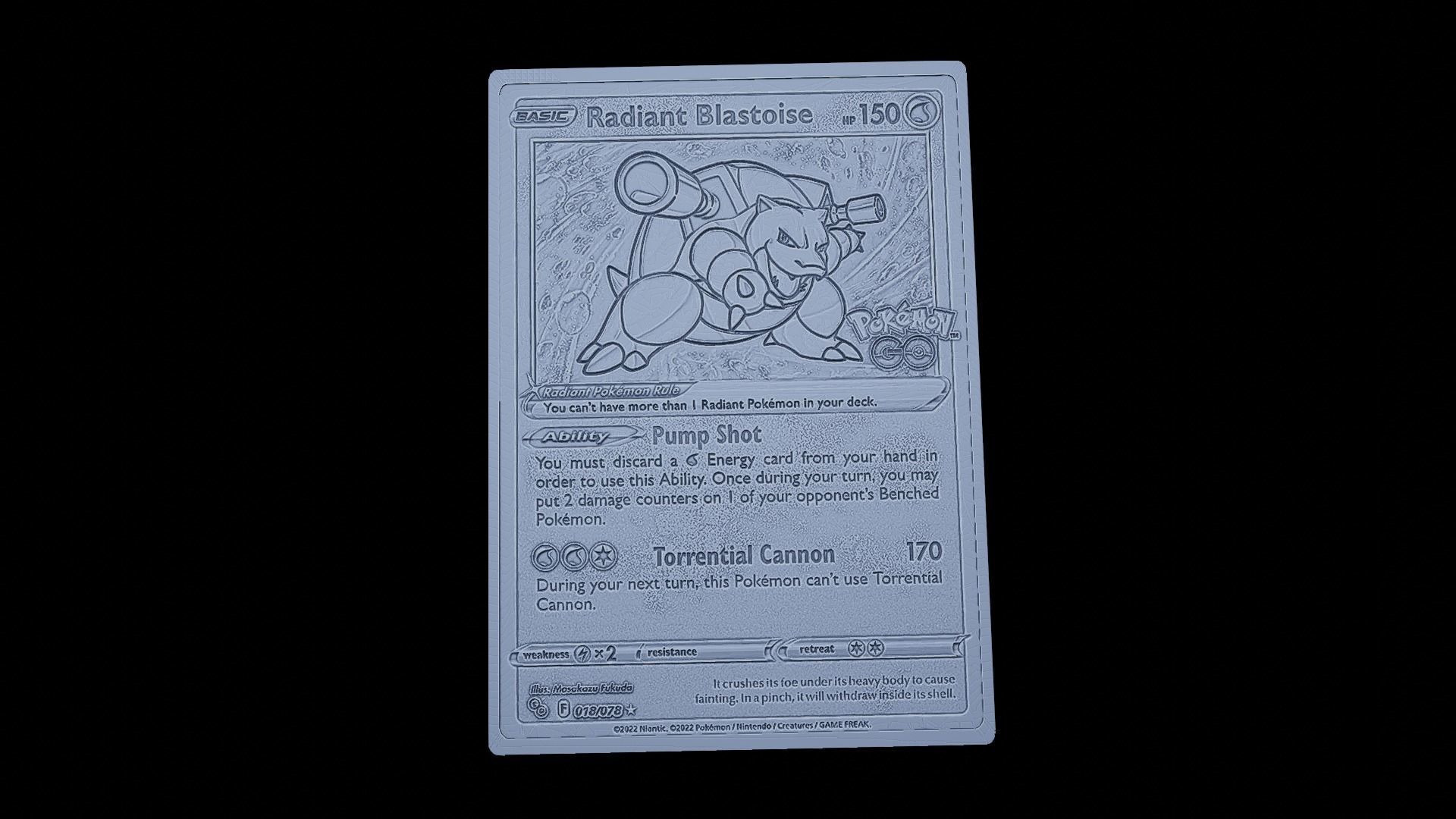 Blastoise Pokemon card 3D model 3D printable | CGTrader