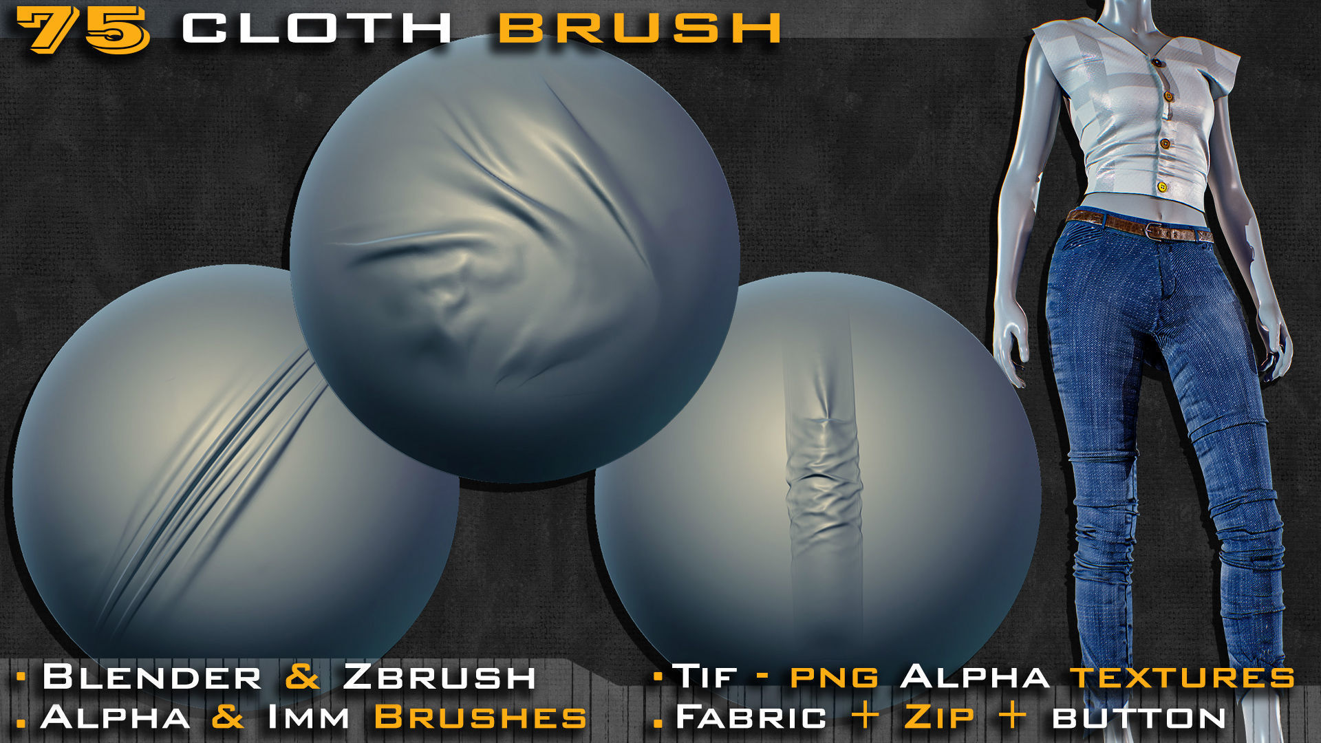 75 Cloth Brushes for Blender And ZBrush 3D model CGTrader
