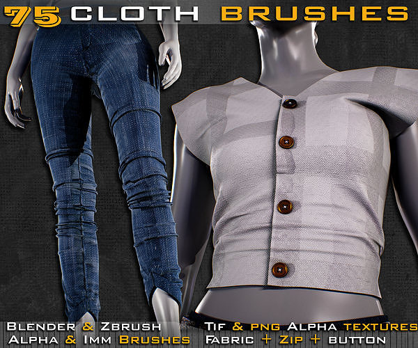 75 Cloth Brushes for Blender And ZBrush 3D model CGTrader