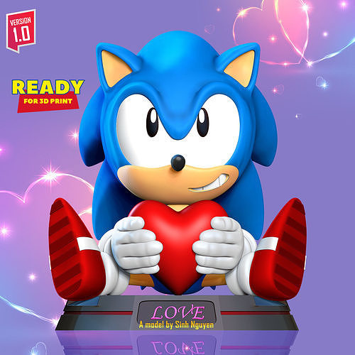 Sonic with Valentine 3D model 3D printable CGTrader