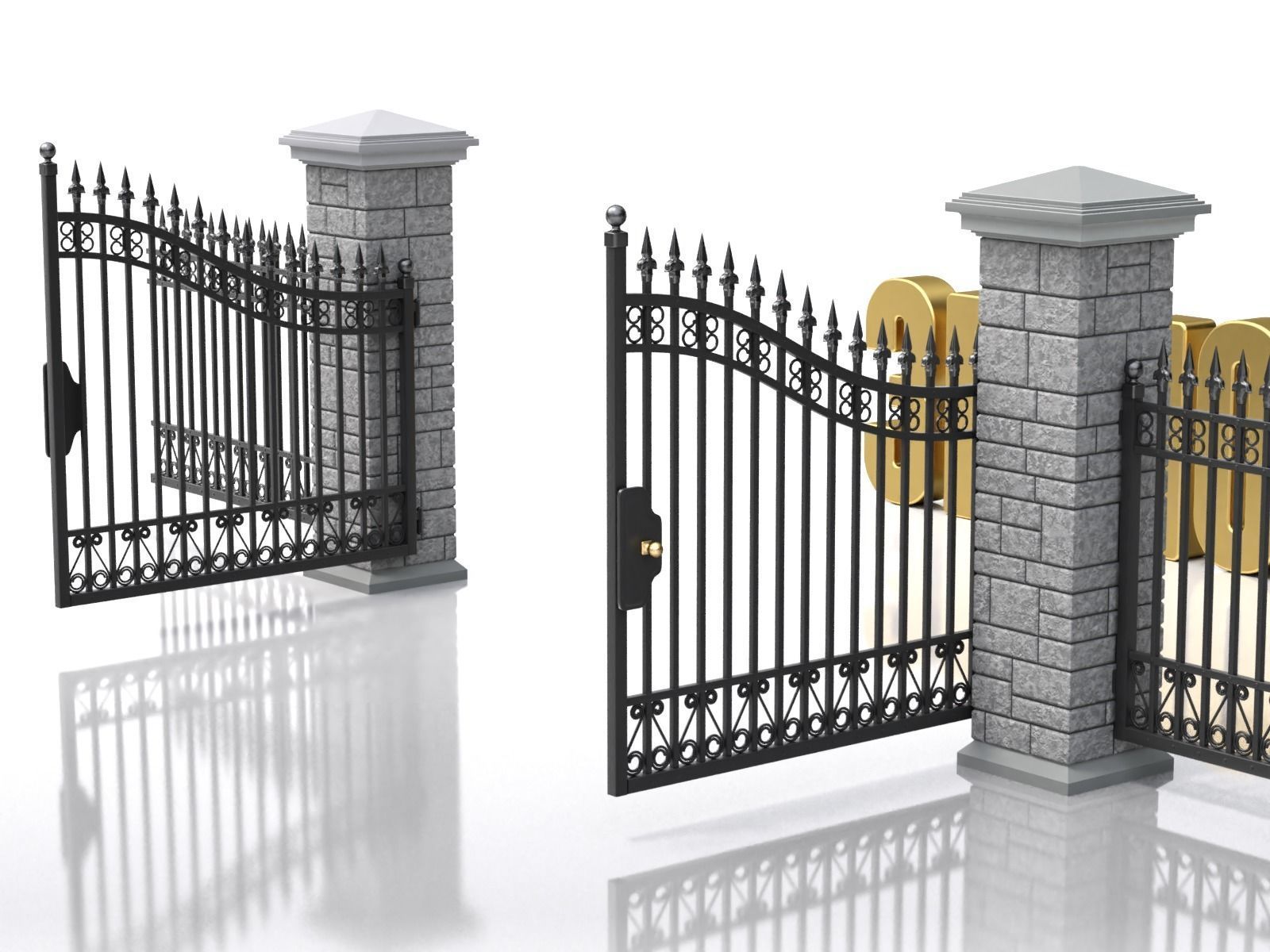 Opening Iron Gate Animation 3D model animated | CGTrader