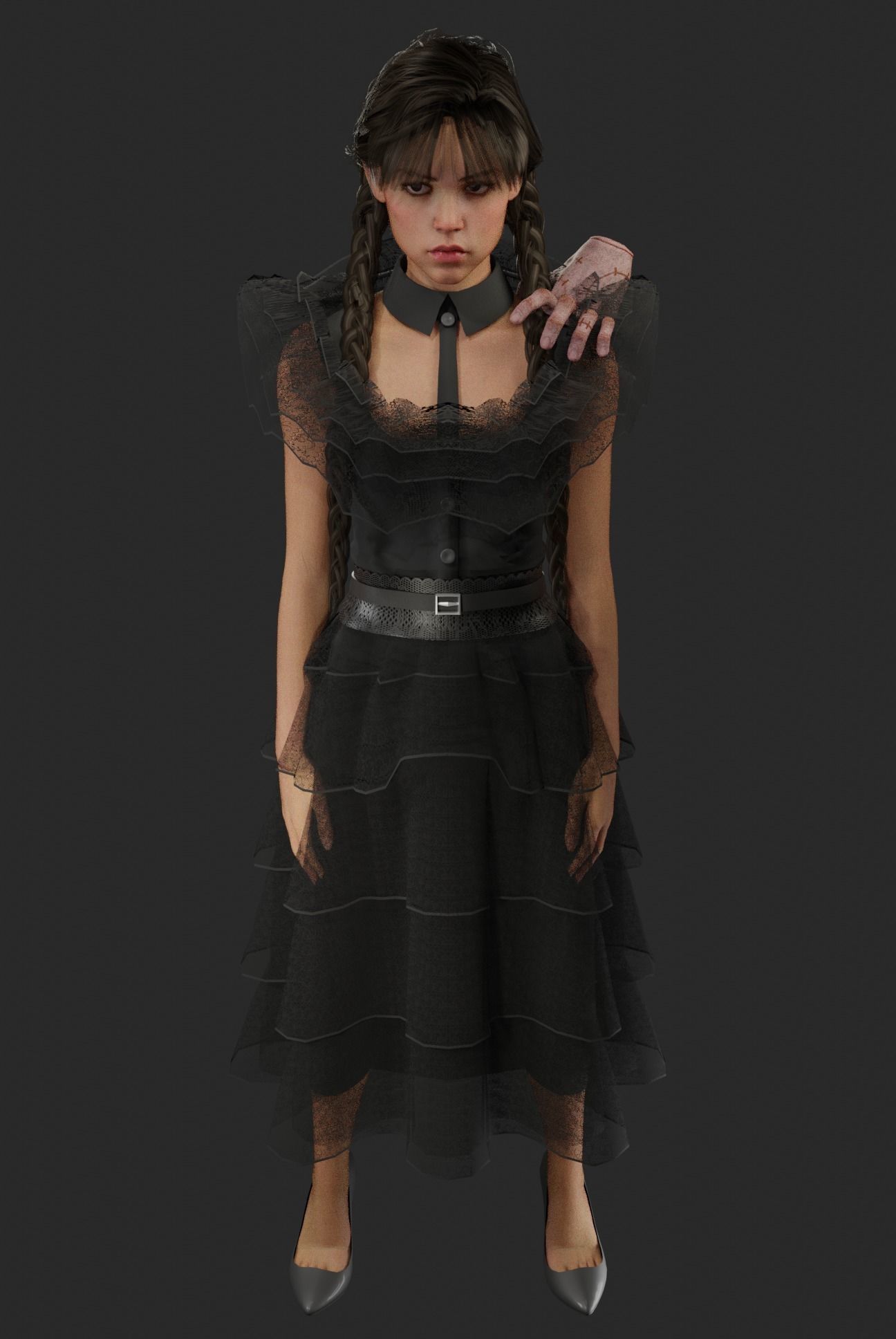 Wednesday Addams 3D model rigged | CGTrader