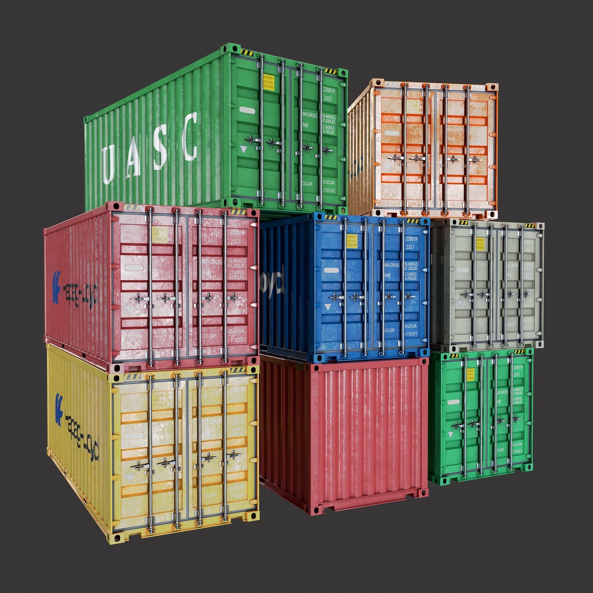 3D model 20Ft Containers Low-poly 3d model VR / AR / low-poly | CGTrader
