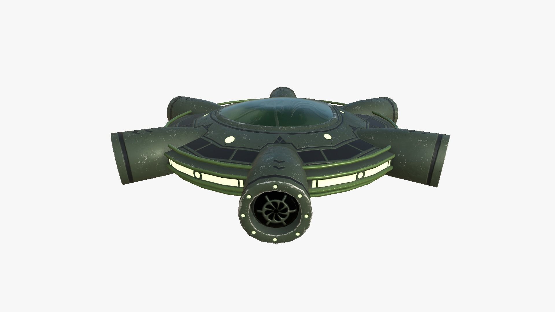 3D model Alien Spaceship UFO J05 Dark Green - Sci Fi Spacecraft Design ...