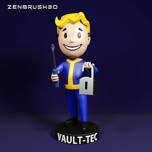 BOBBLEHEAD OPEN LOCKS FALLOUT 4 3D model 3D printable CGTrader