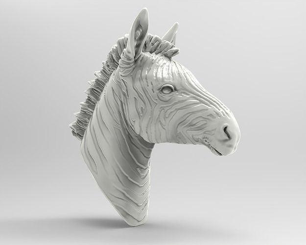 Zebra head 3D model 3D printable | CGTrader