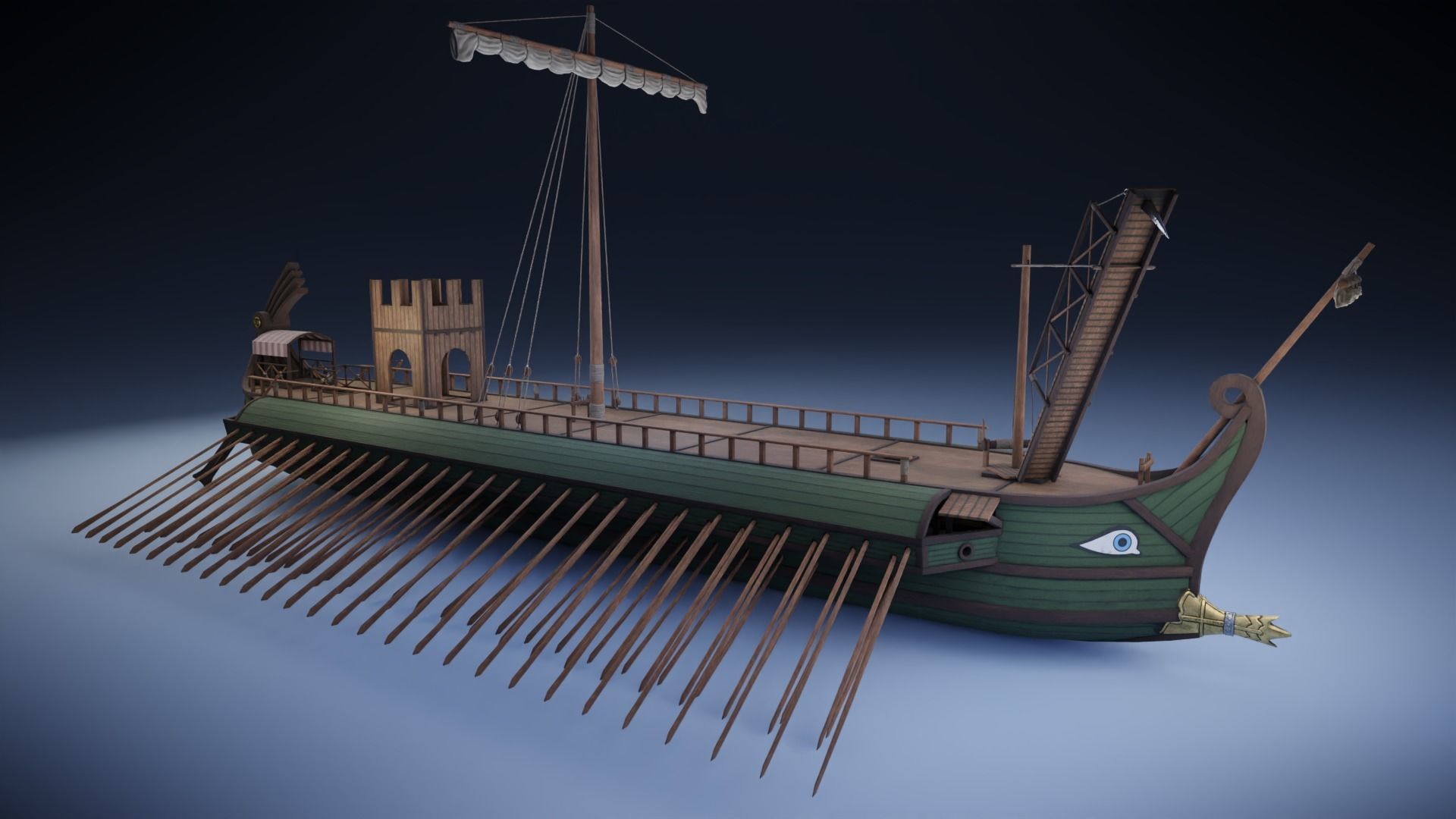 3D model Roman Trireme VR / AR / low-poly | CGTrader