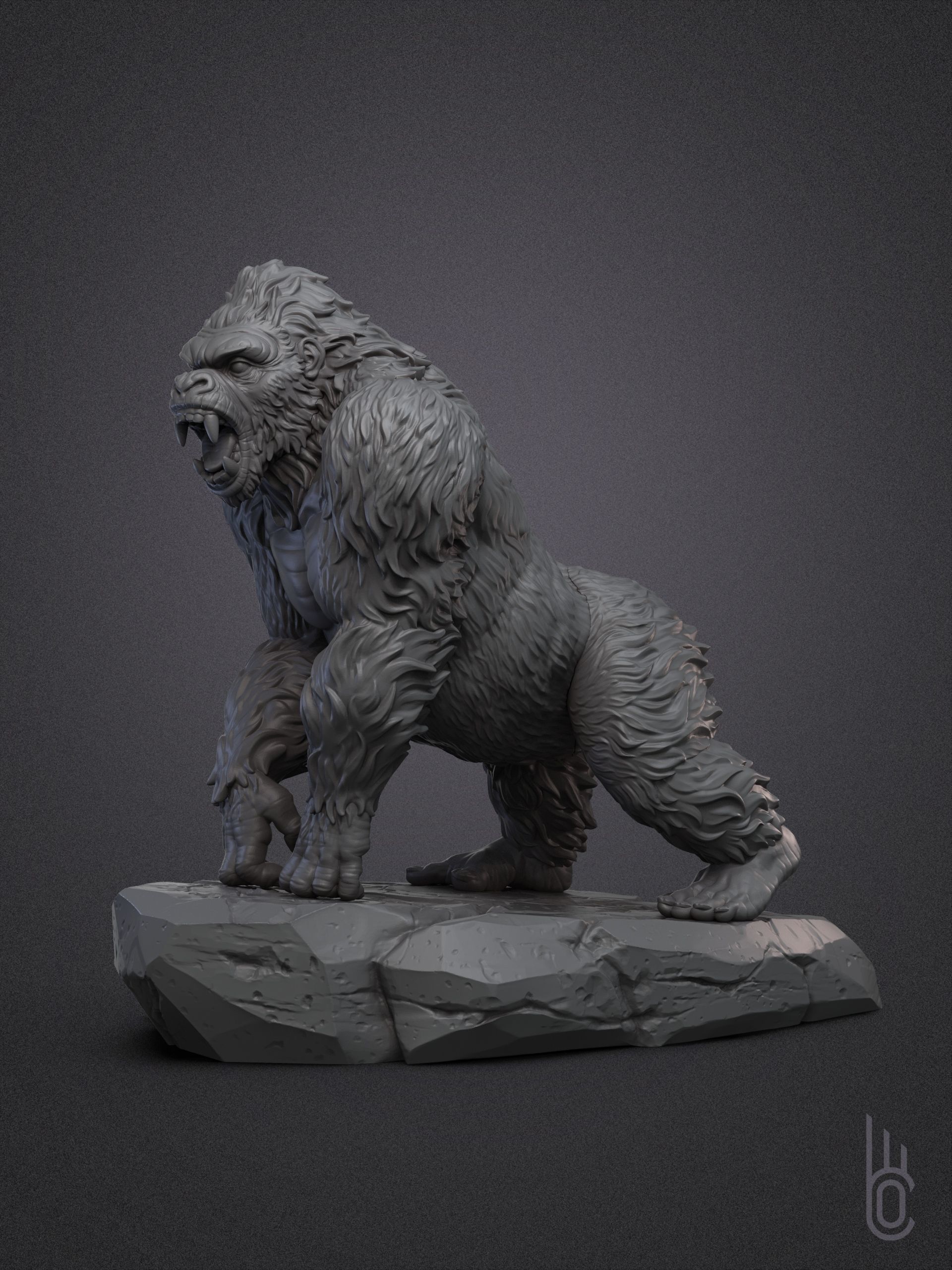 Gorilla on rock 3D model 3D printable | CGTrader