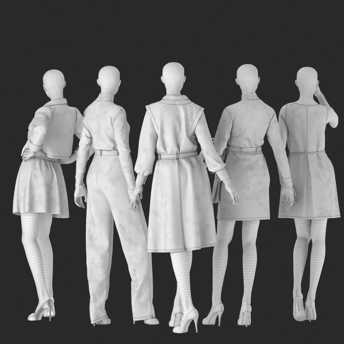 3D model Mannequin Set Vol 005 VR / AR / lowpoly CGTrader