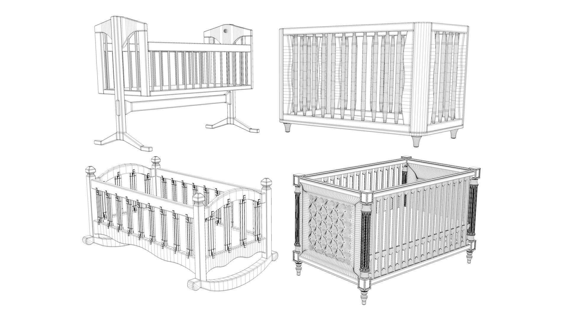 Baby bed collection 3D model CGTrader