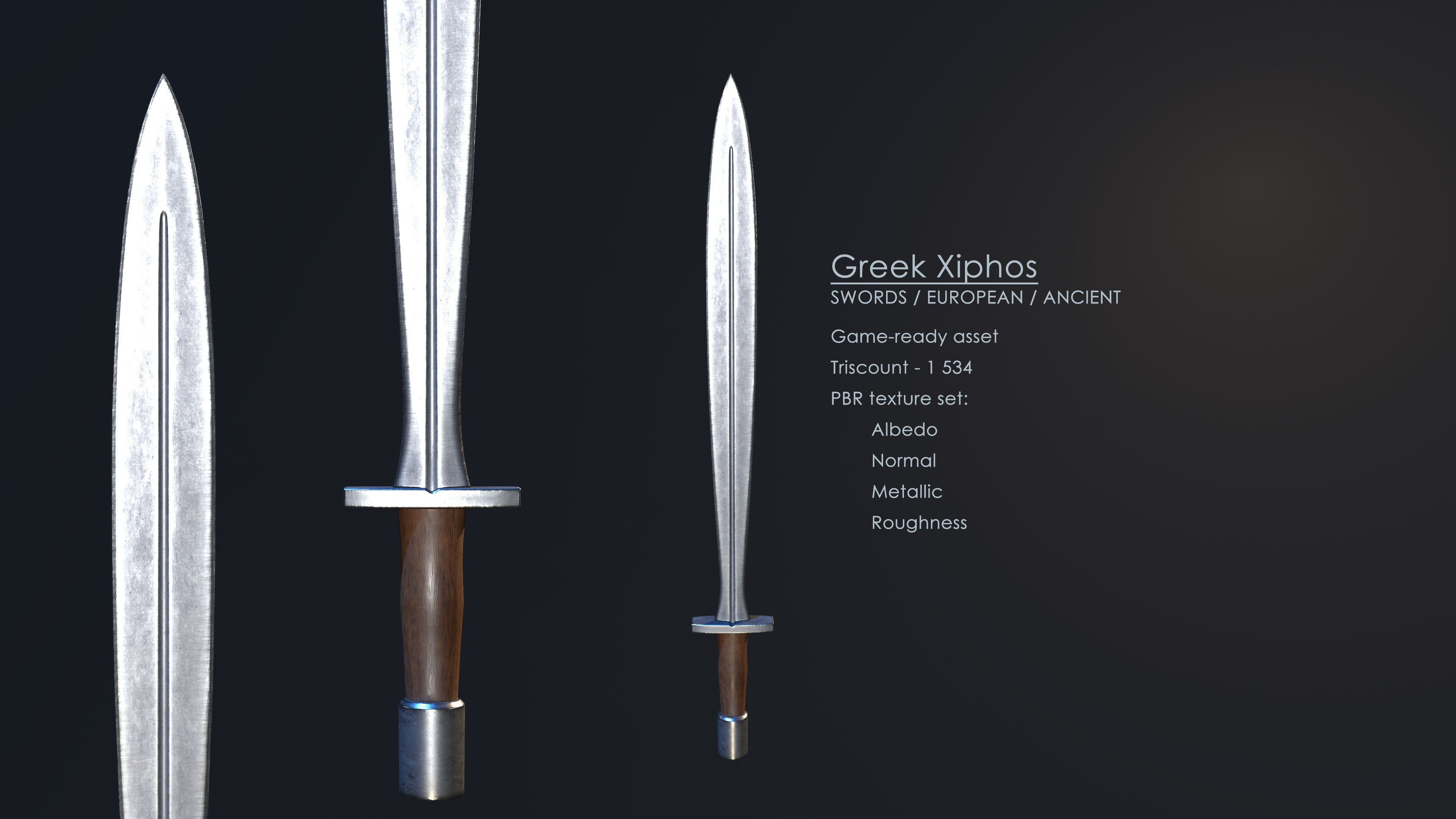 3D model Greek Xiphos VR / AR / lowpoly CGTrader