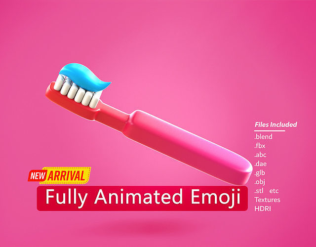3D model Toothbrush Emoji new Animated VR / AR / lowpoly CGTrader