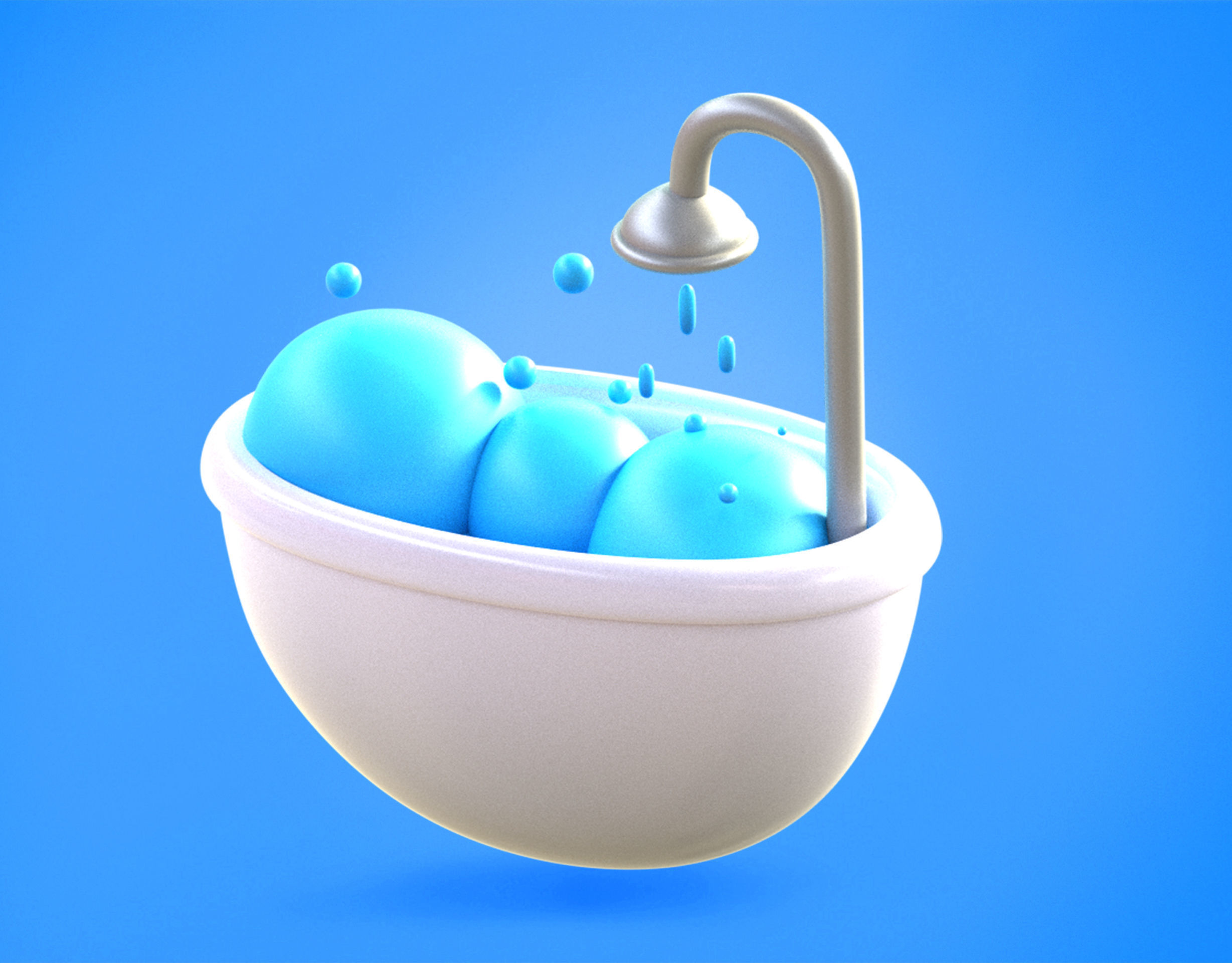 3D model Bath tub Emoji new Animated VR / AR / lowpoly CGTrader