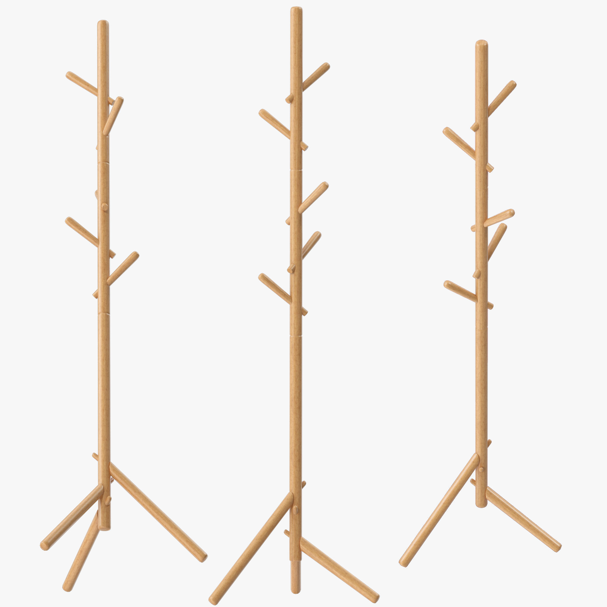 Beech Standing Coat Rack 3D model CGTrader
