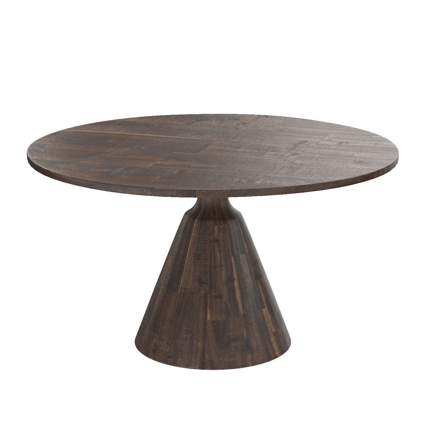 Dark Brown Reclaimed Wood Round Dining Table 3D model | CGTrader