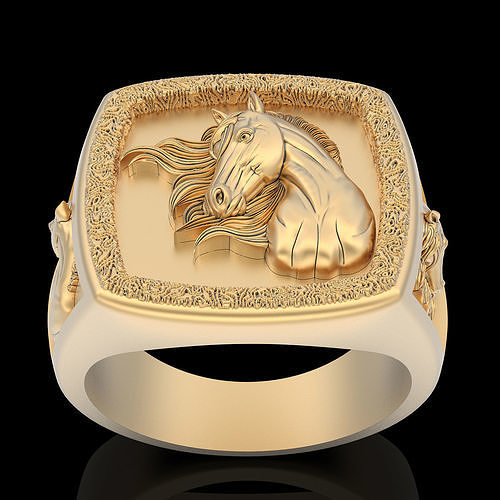 Horse ring silver gold printable jewelry 3D model 3D model 3D printable
