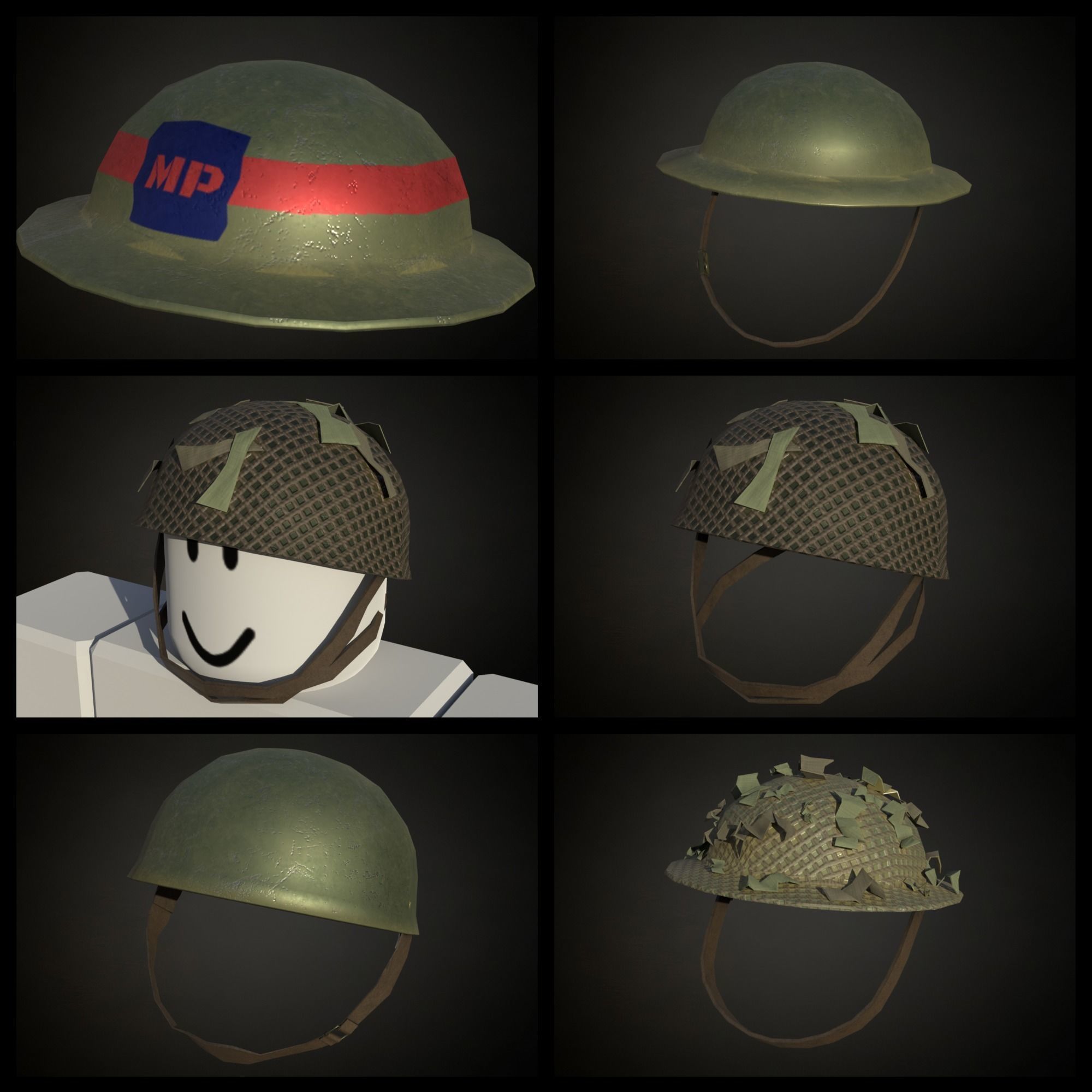 3D model 5 British ww2 military helmets works on roblox characters too VR / AR / lowpoly CGTrader