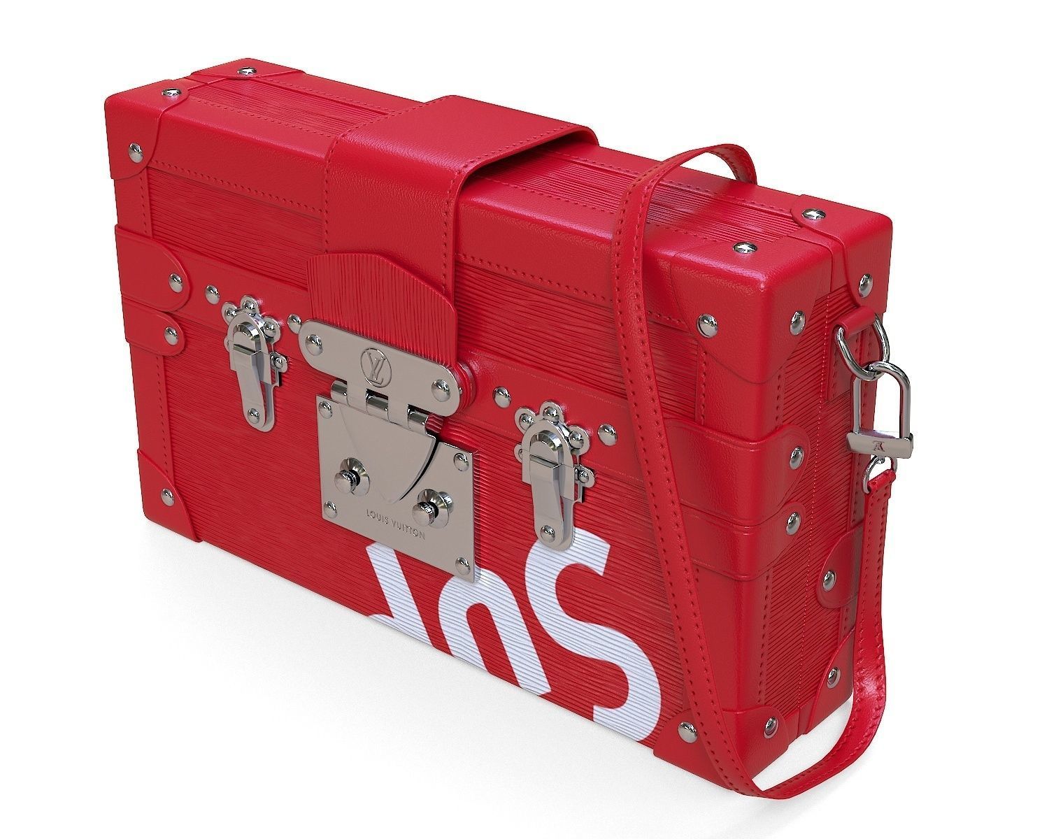 3D model Louis Vuitton Petite Malle Red VR / AR / lowpoly CGTrader