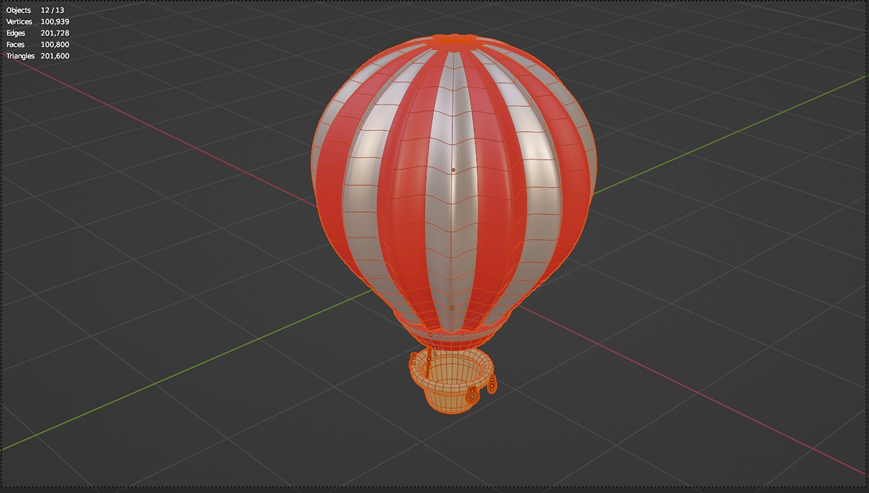 3d hot air ballon with red and white stripes icon 3D model | CGTrader