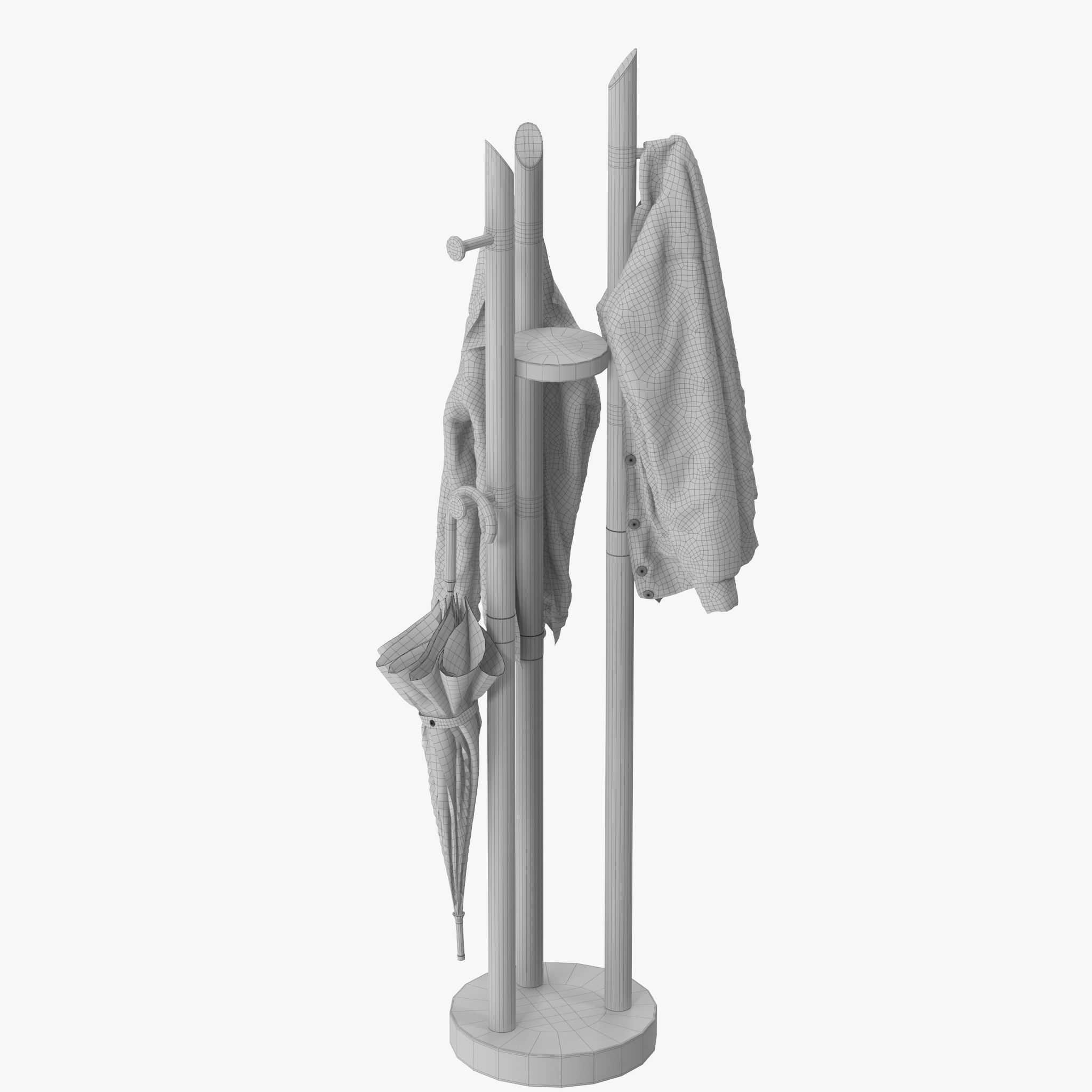 Solid Wood Room Coat Rack 3D model | CGTrader