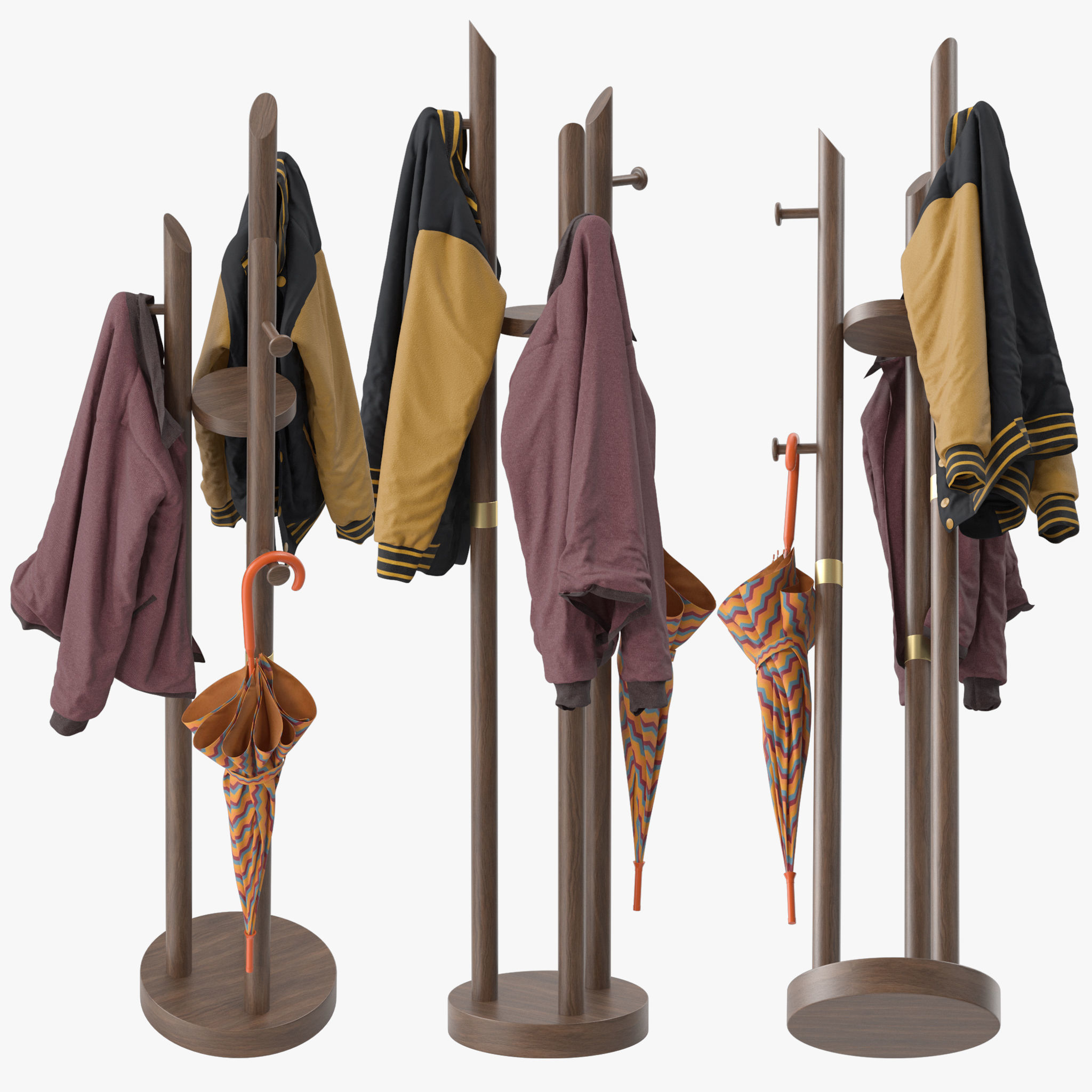 Solid Wood Room Coat Rack 3D model | CGTrader