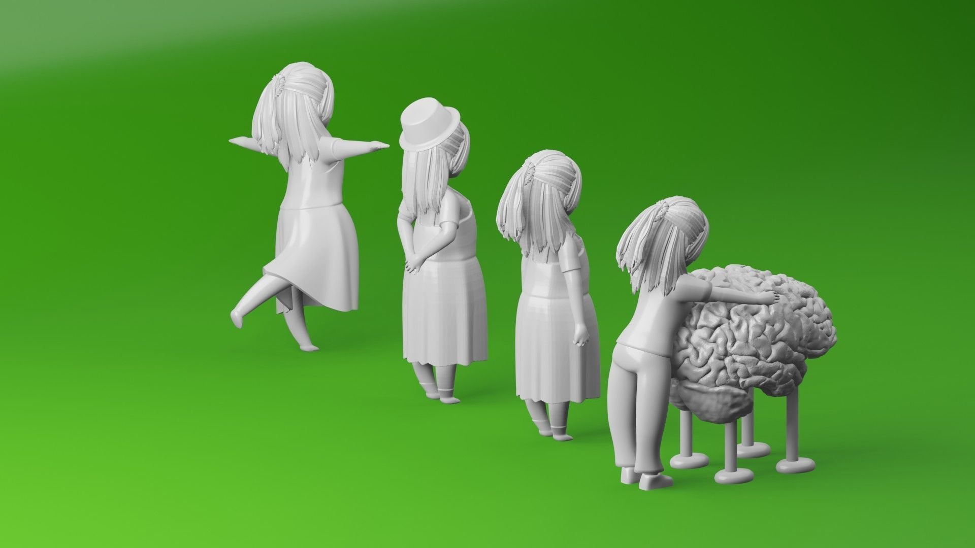 Printable Chibi doll collection 3D model 3D printable | CGTrader