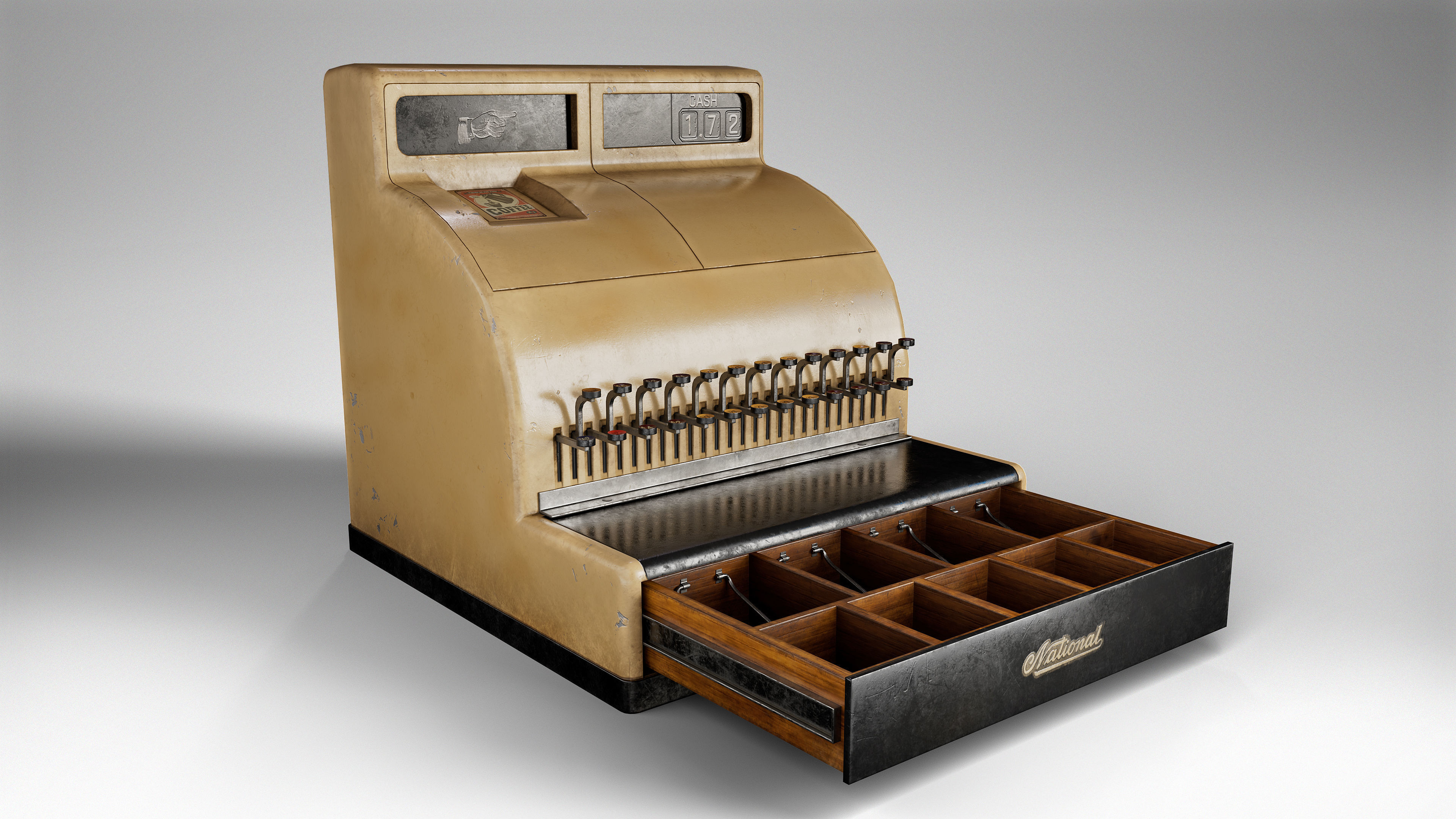 3D model Old Cash Register Retro Diner Cash Machine VR / AR / low