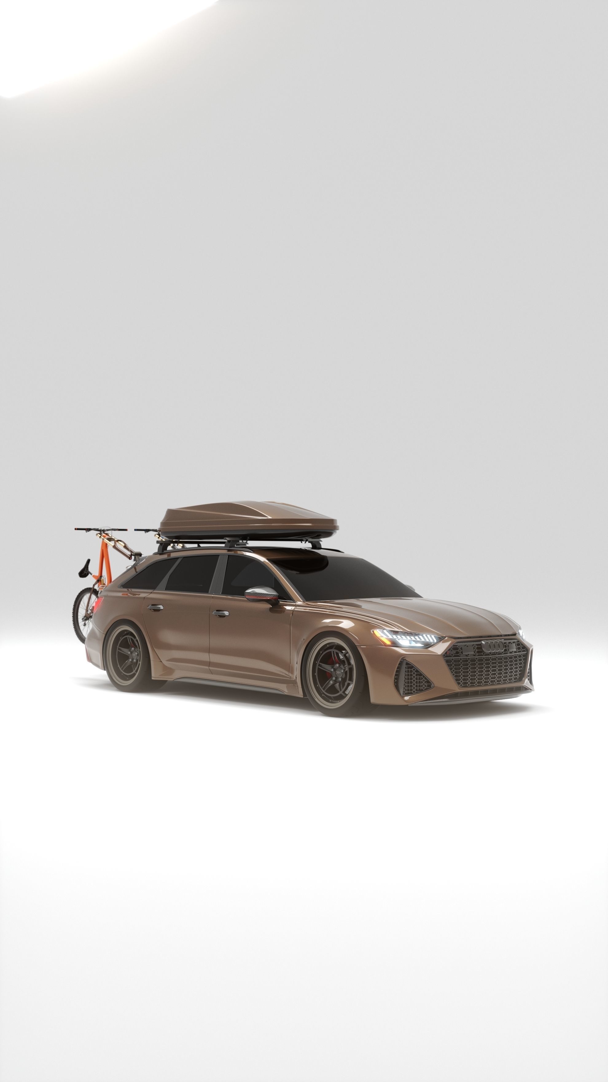 Audi RS 6 Avant with Bike and Roofbox 3D model animated | CGTrader