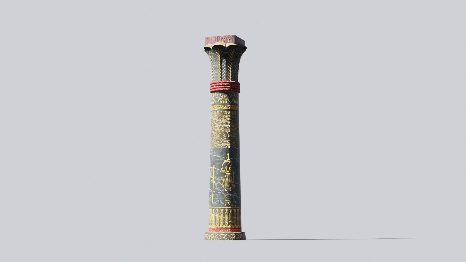 3D model Egyptian Column Palm Capital in Dark Stone VR / AR / low-poly ...