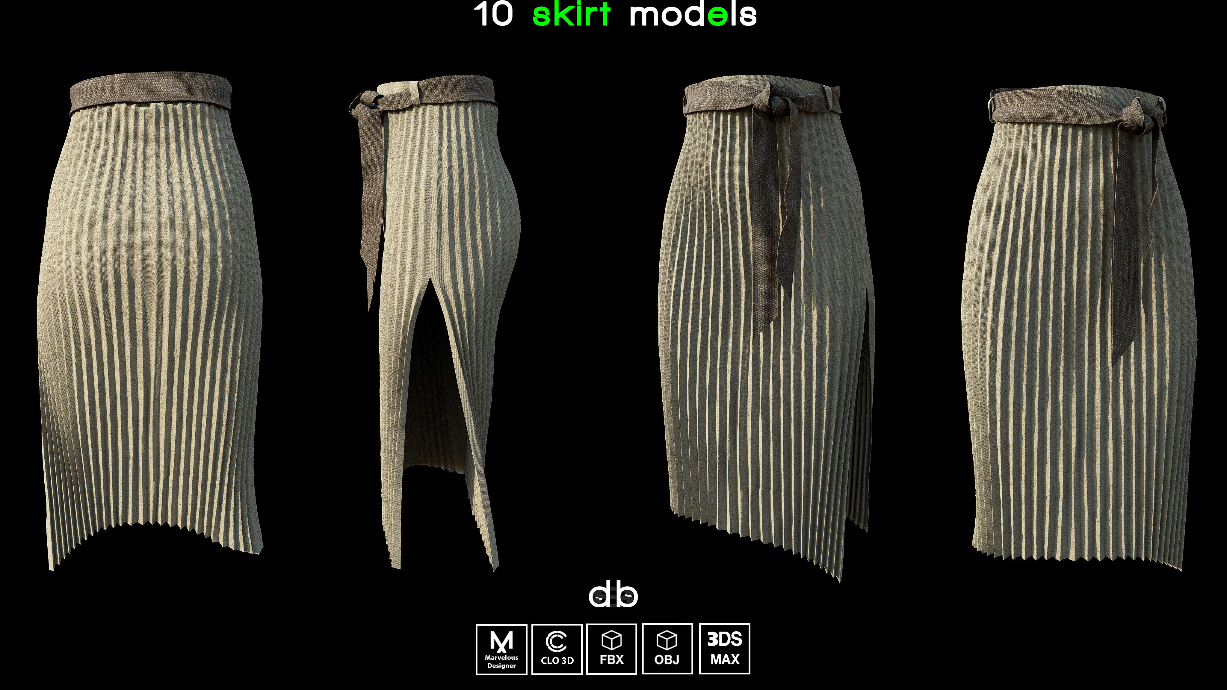 Models Md 3D model 10 skirt models MD CLO3D PROJECTS OBJ FBX 3DS MAX VR / AR ...