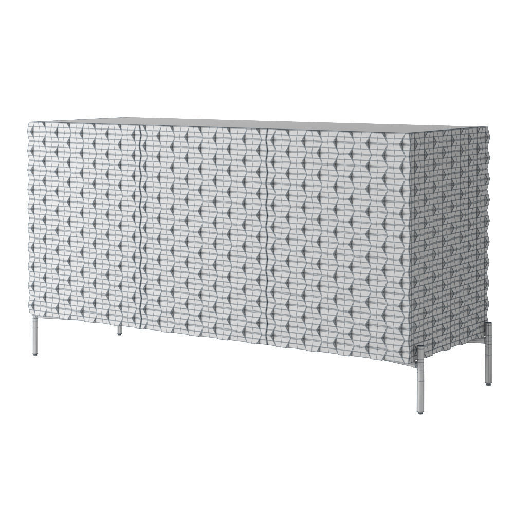 3D model Crate and Barrel Raffael Small Carved Wood Media Console VR