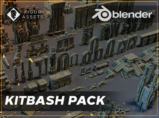 3D model Ancient Temple Kitbash Asset Pack VR / AR / lowpoly CGTrader