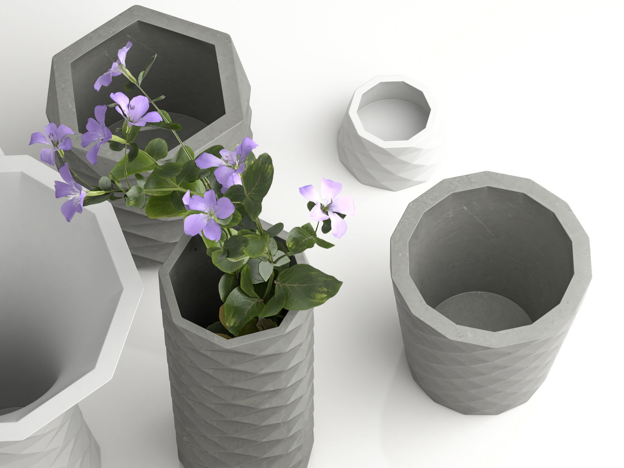 flower vase set for 3dprint 3D model 3D printable CGTrader