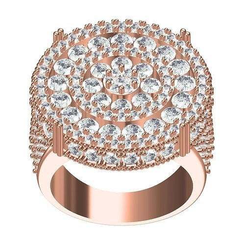 Classic Big Round Cocktail Ring 3D model 3D printable CGTrader