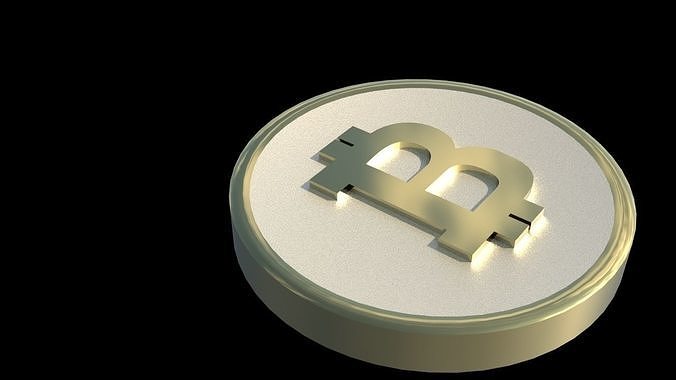 Double-sided 3d model of bitcoin cryptocurrency coin