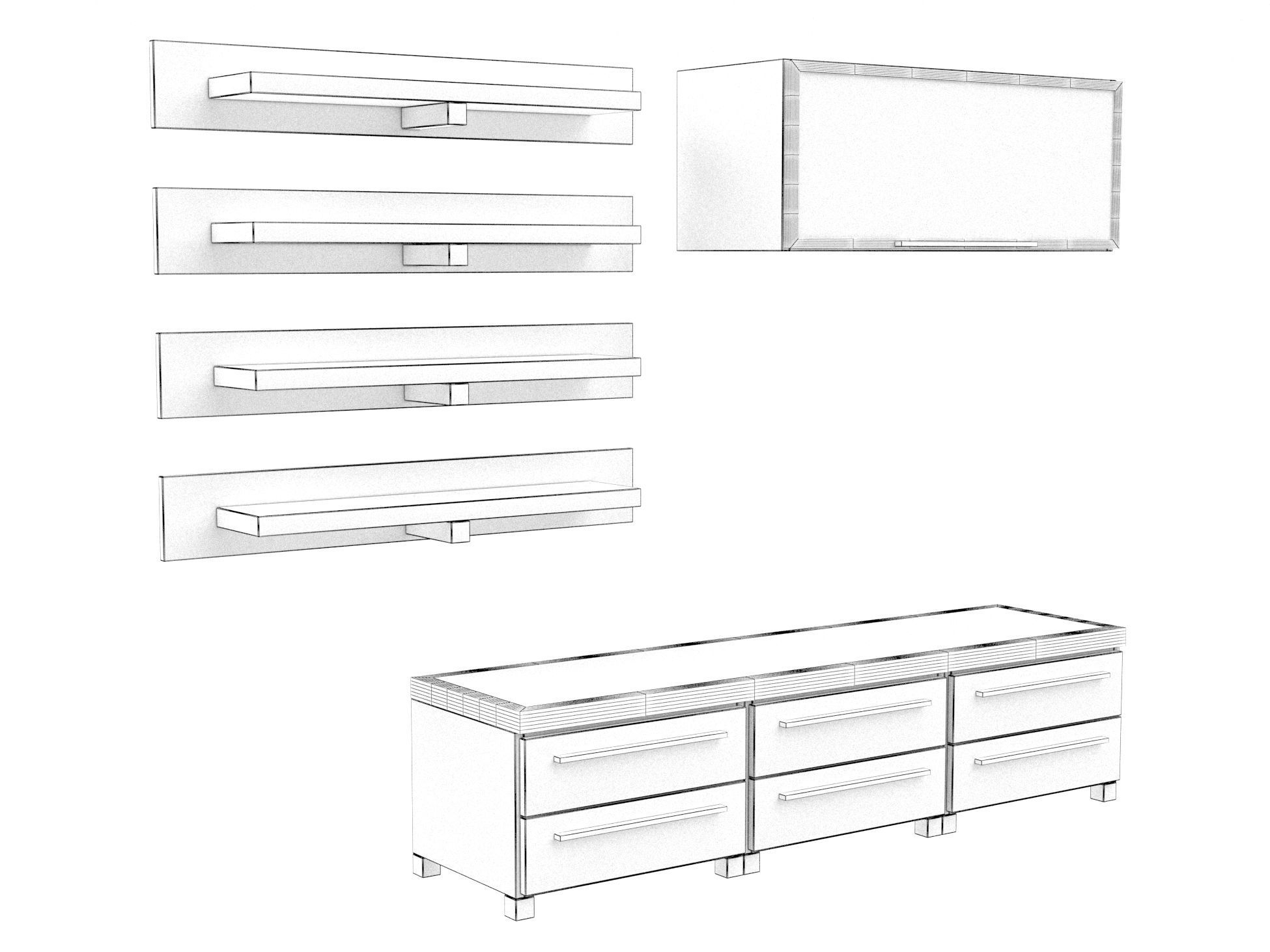 Furniture wall 3D model CGTrader