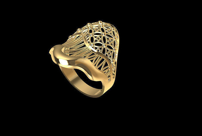 RI0012 gold filigree ring 3D model 3D printable | CGTrader