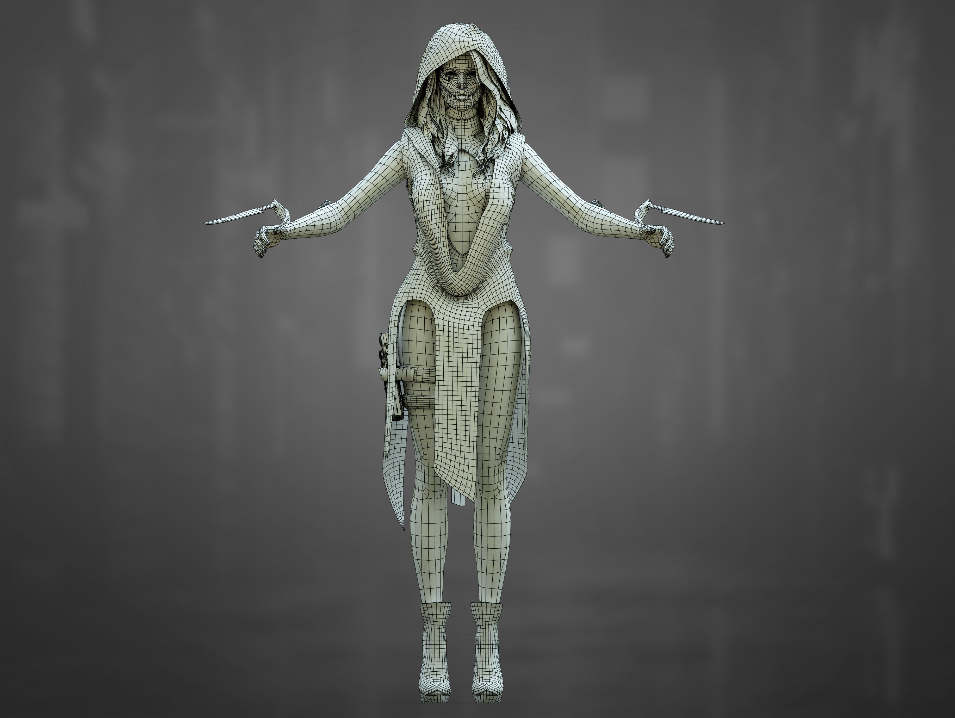 3D model Sci Fi Cyberpunk Killer Girl VR / AR / low-poly rigged | CGTrader