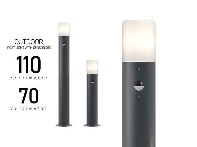 Outdoor Post Light with Sensor 3D model CGTrader