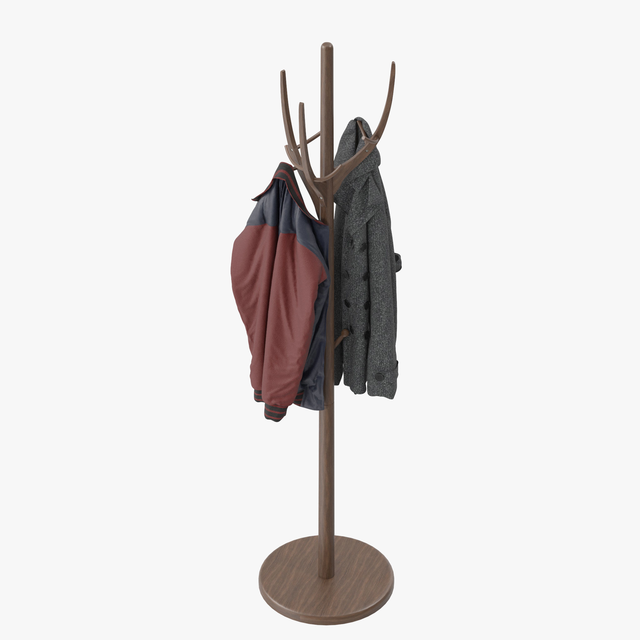 solid wood coat rack 3D model | CGTrader