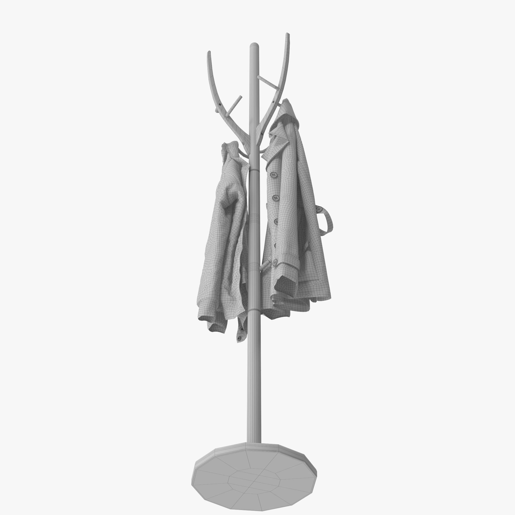 solid wood coat rack 3D model CGTrader