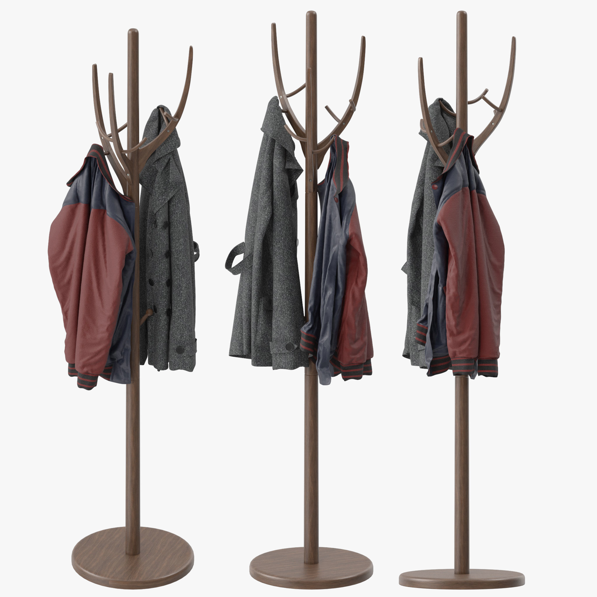 solid wood coat rack 3D model | CGTrader