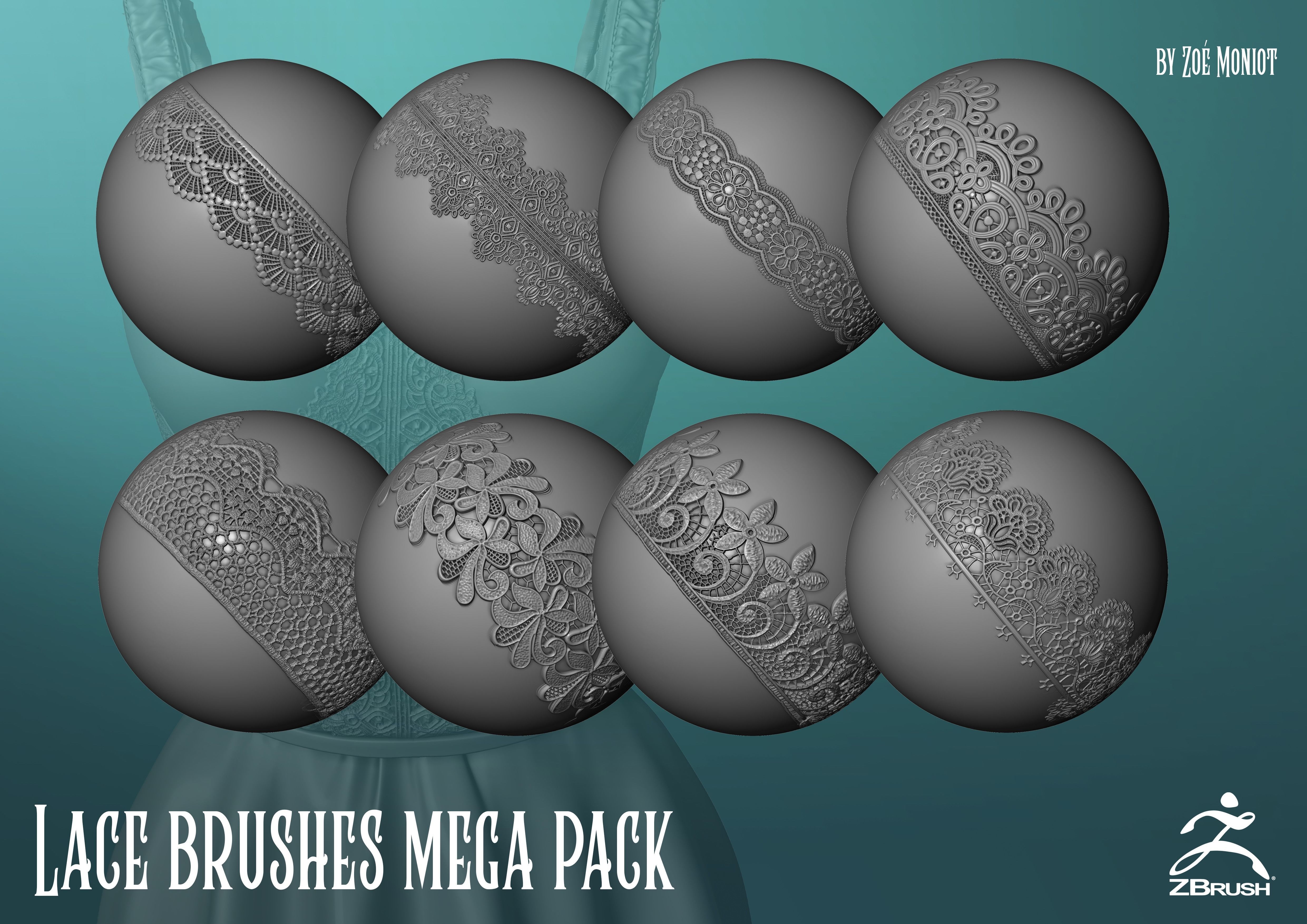 Lace Brushes - Mega Pack 3D model | CGTrader