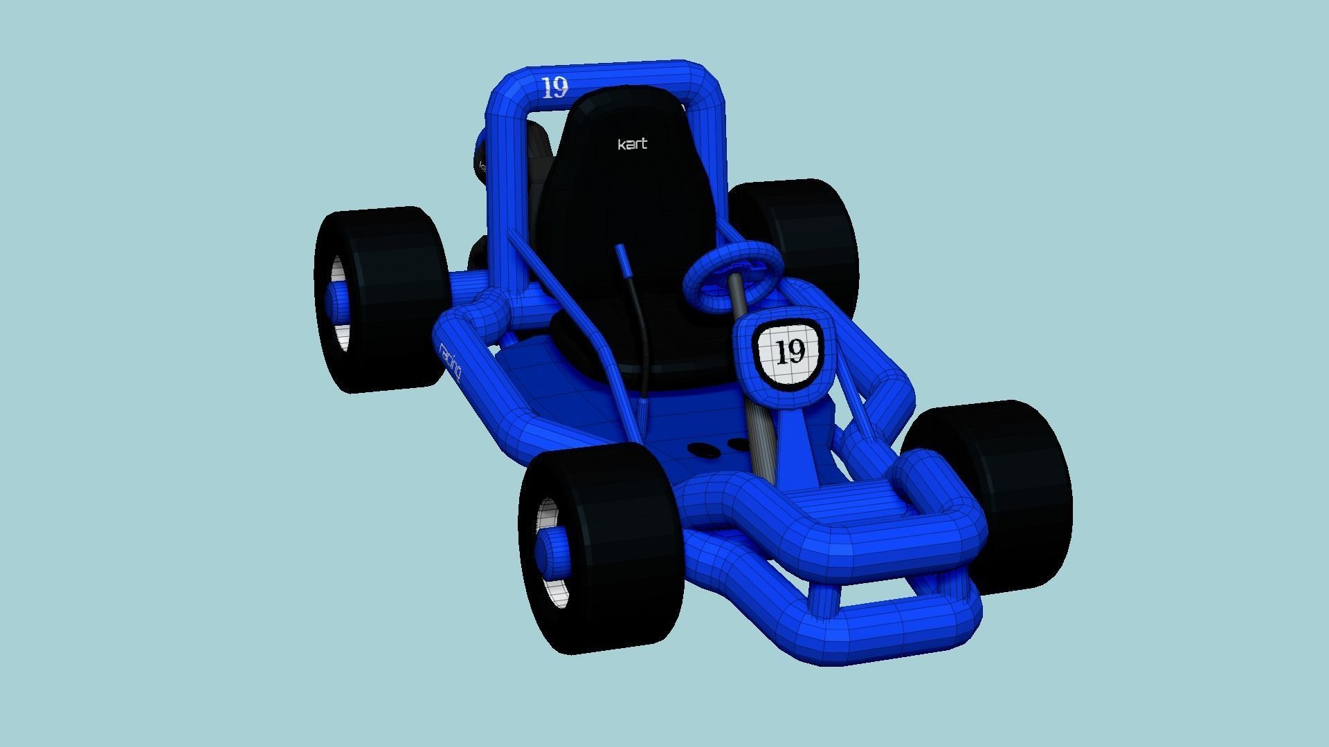 3D model Cartoon Kart H02 Blue - Vehicle Racing Design VR / AR / low ...