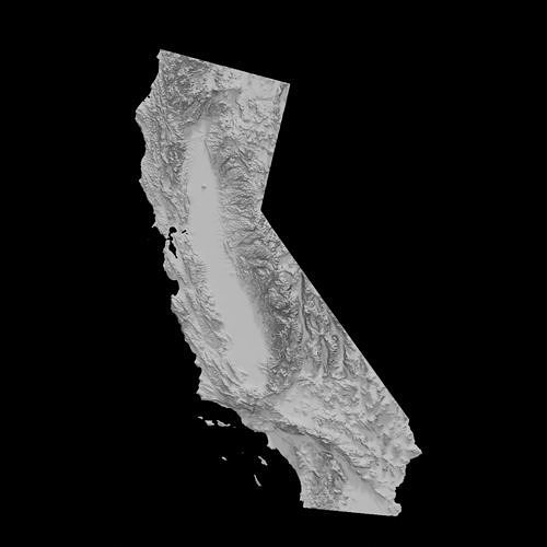 3D Topographical Map of California 3D model 3D printable | CGTrader