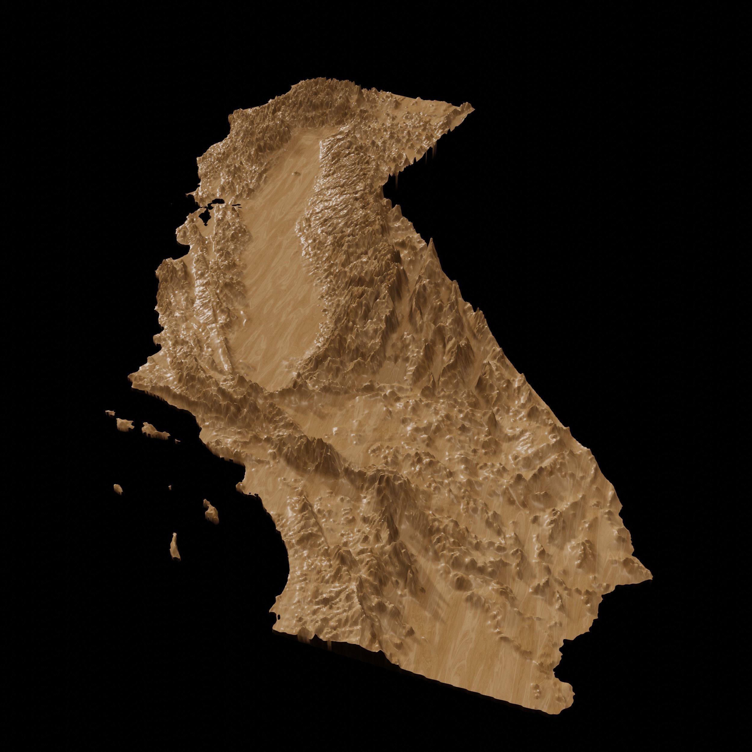 3D Topographical Map of California 3D model 3D printable CGTrader