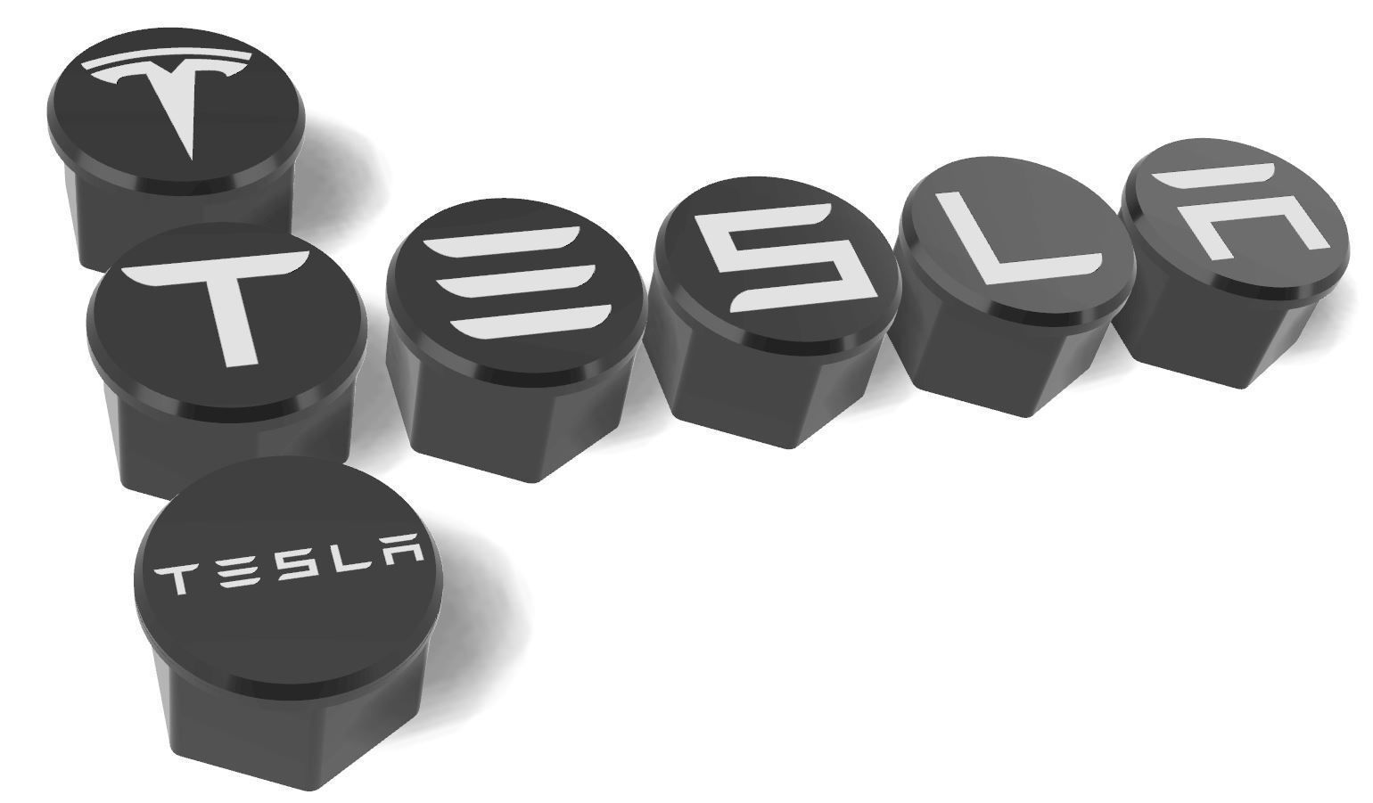 mjs2302 Tesla lug nut covers 3D print kit 3D model 3D printable CGTrader