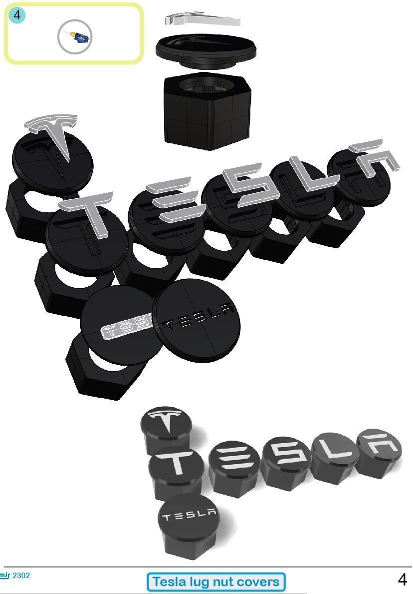mjs2302 Tesla lug nut covers 3D print kit 3D model 3D printable CGTrader