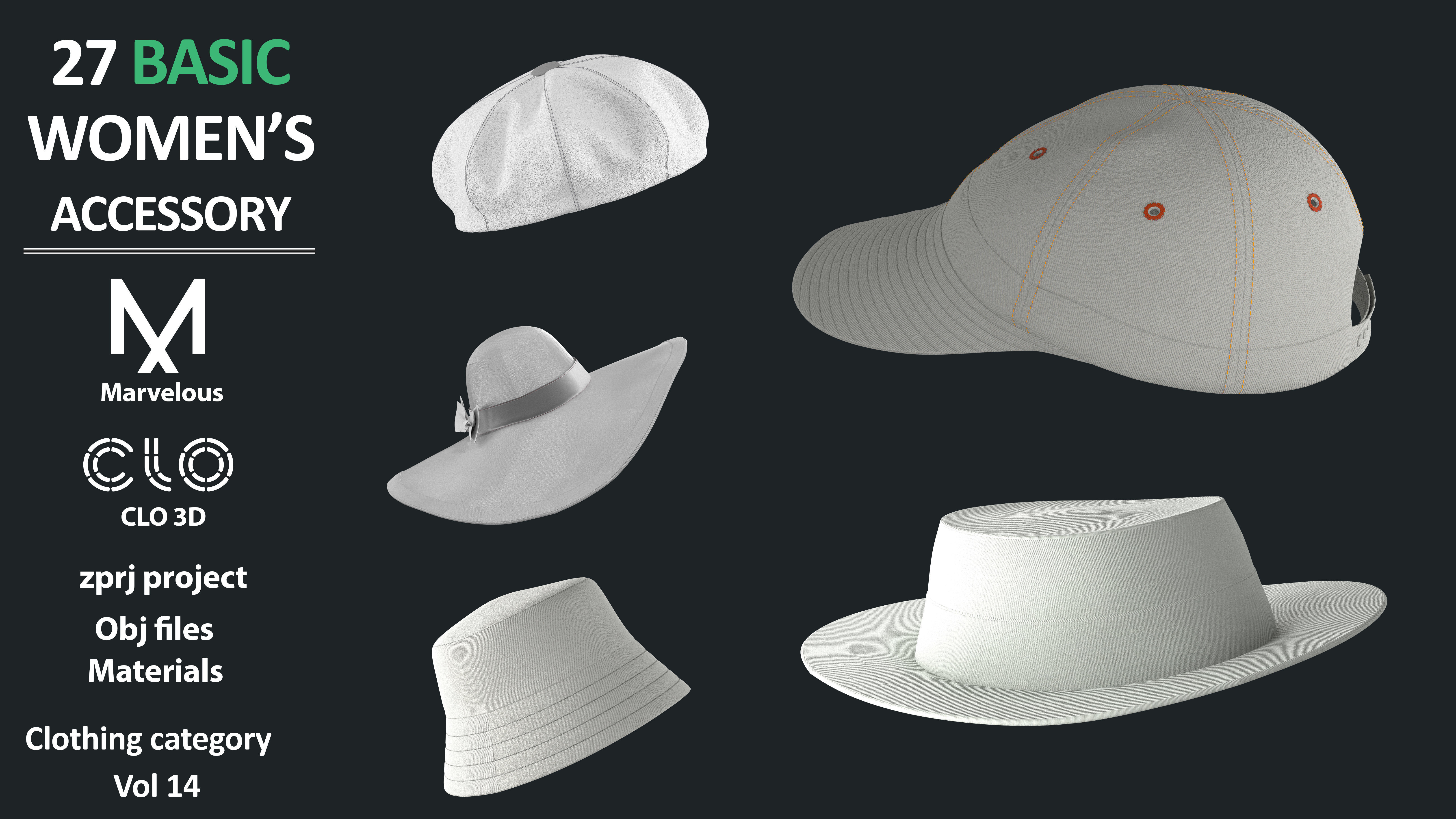 27 Basic womens accessory Marvelous clo3d zprj obj fbx 3D model CGTrader
