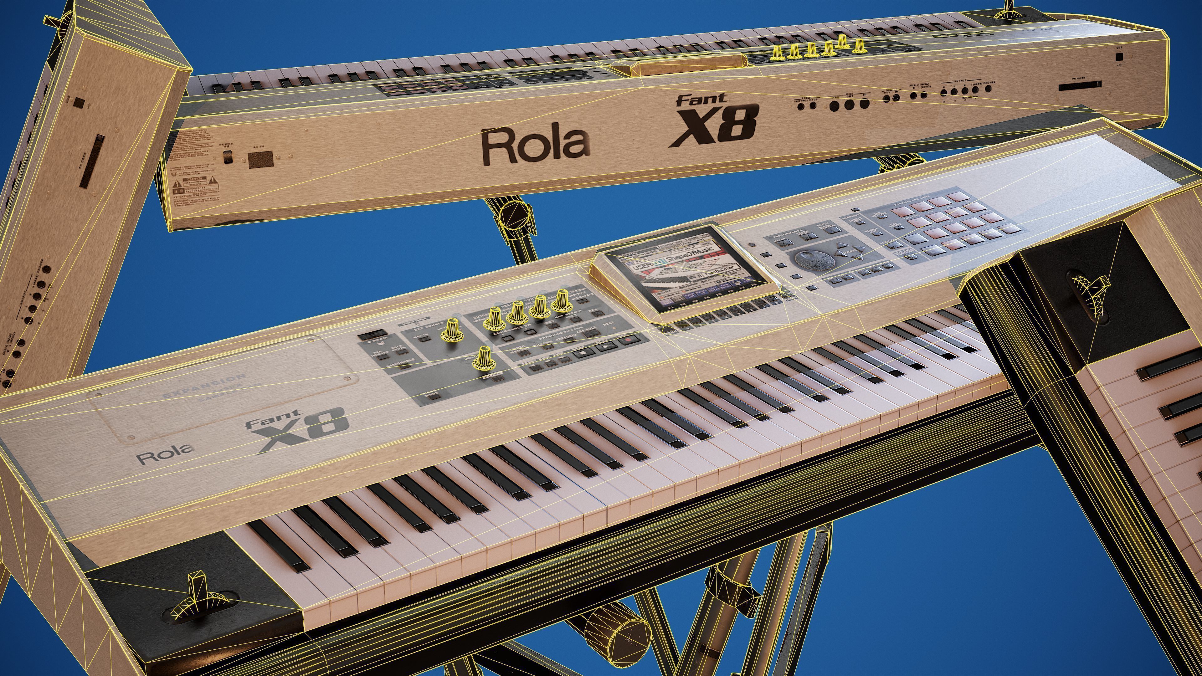 3D model Electronic Piano Keyboard on Stand PBR Game Ready Props VR